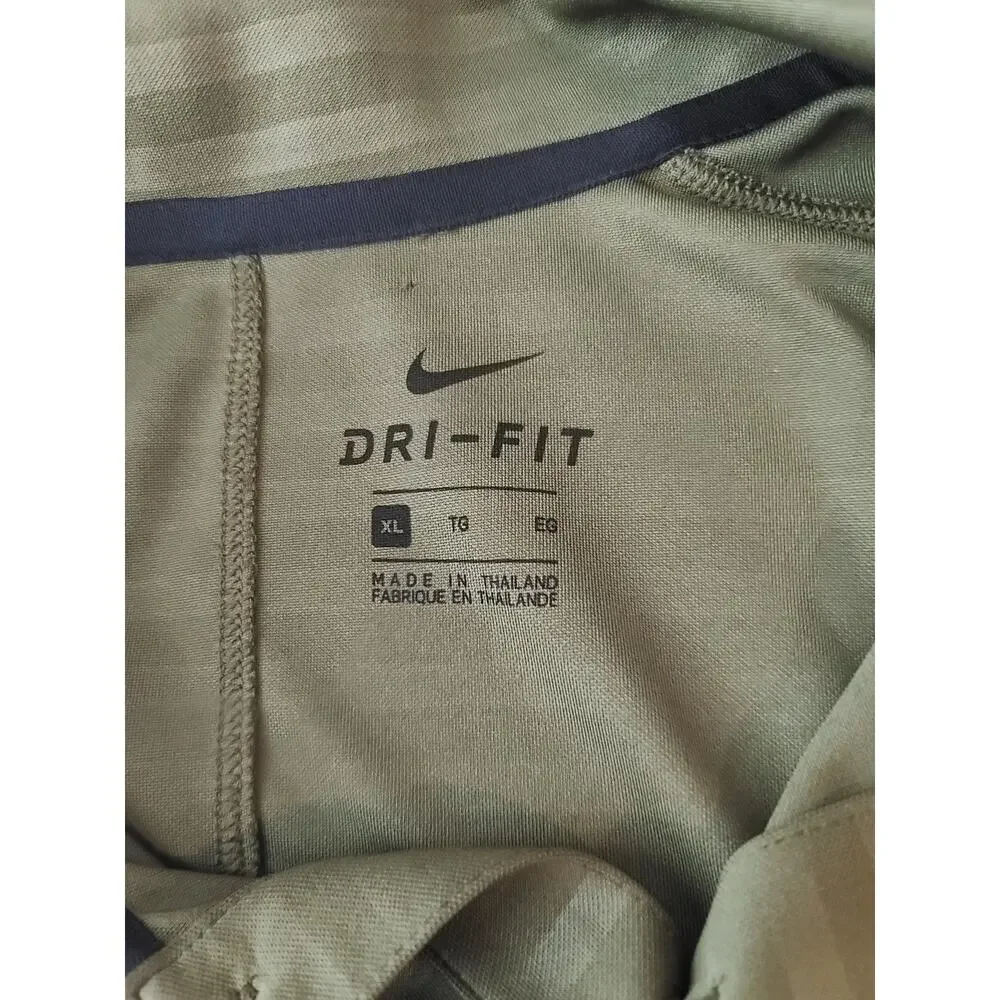 Nike Dri-fit green striped short sleeve polo shirt - XL